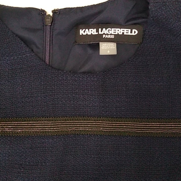 Karl Lagerfeld beautiful navy blue tweed dress - Picture 10 of 16